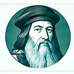 Illustrative editorial portrait of Leonardo da Vinci