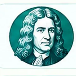 Illustrative editorial portrait of Isaac Newton