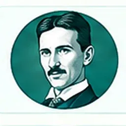 Illustrative editorial portrait of Nikola Tesla